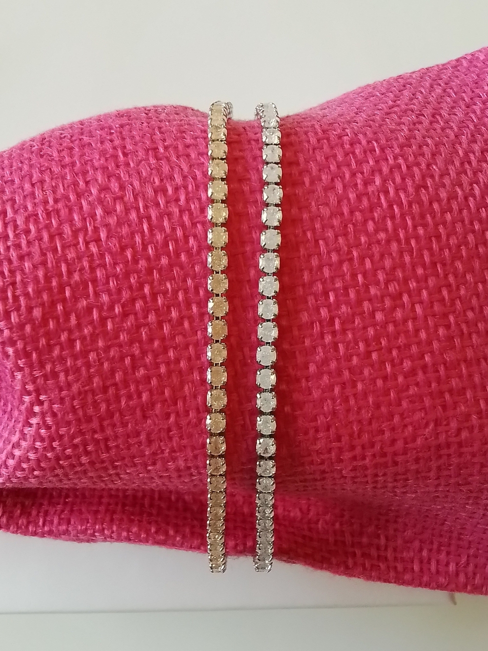 Galaxy Candy White Gold Plated Sparkle Tennis Bracelet Duo